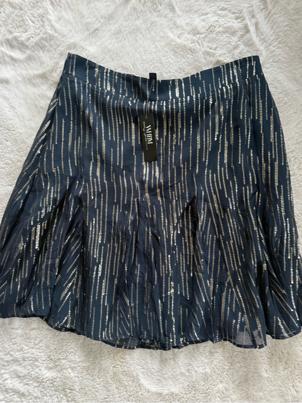 NWT White House Black Market Admiral Blue Godet Mini Skirt - Picture 4 of 8